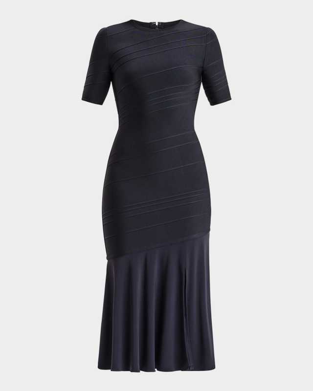 Isabel Bandage Flounce-Hem Midi Dress